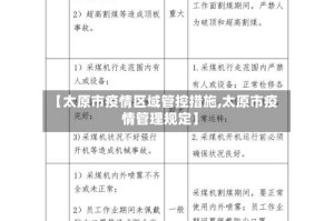【太原市疫情区域管控措施,太原市疫情管理规定】