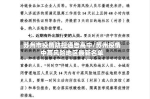 苏州市疫情防控通告高中/苏州疫情中高风险地区最新名单